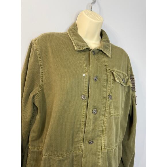 Free People Utility Green Jacket Embellished Military Style Women's M - Picture 7 of 11
